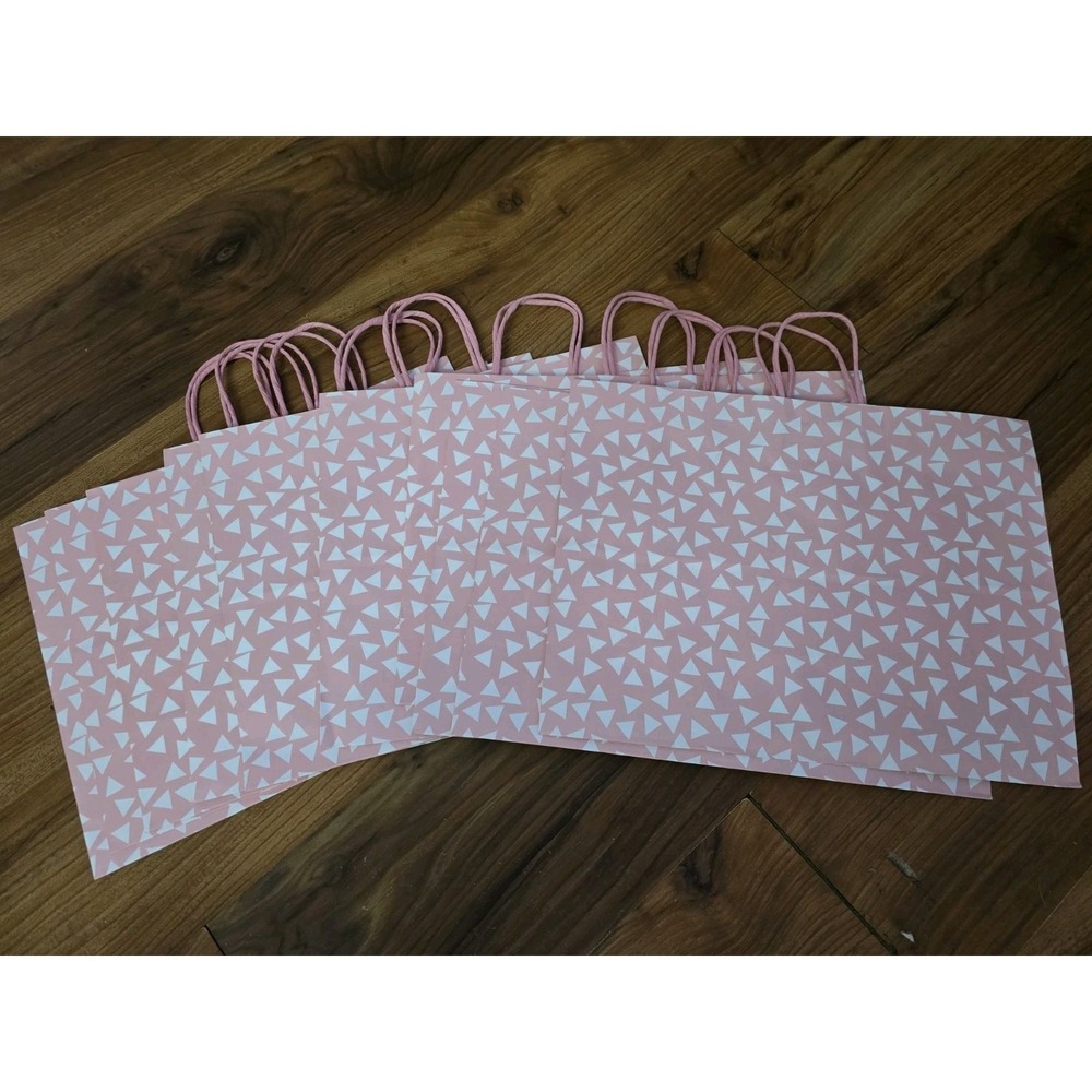 10 Spritz Pink Gift Bags with Handles 16x6x12 Geometric Print Any Occasion